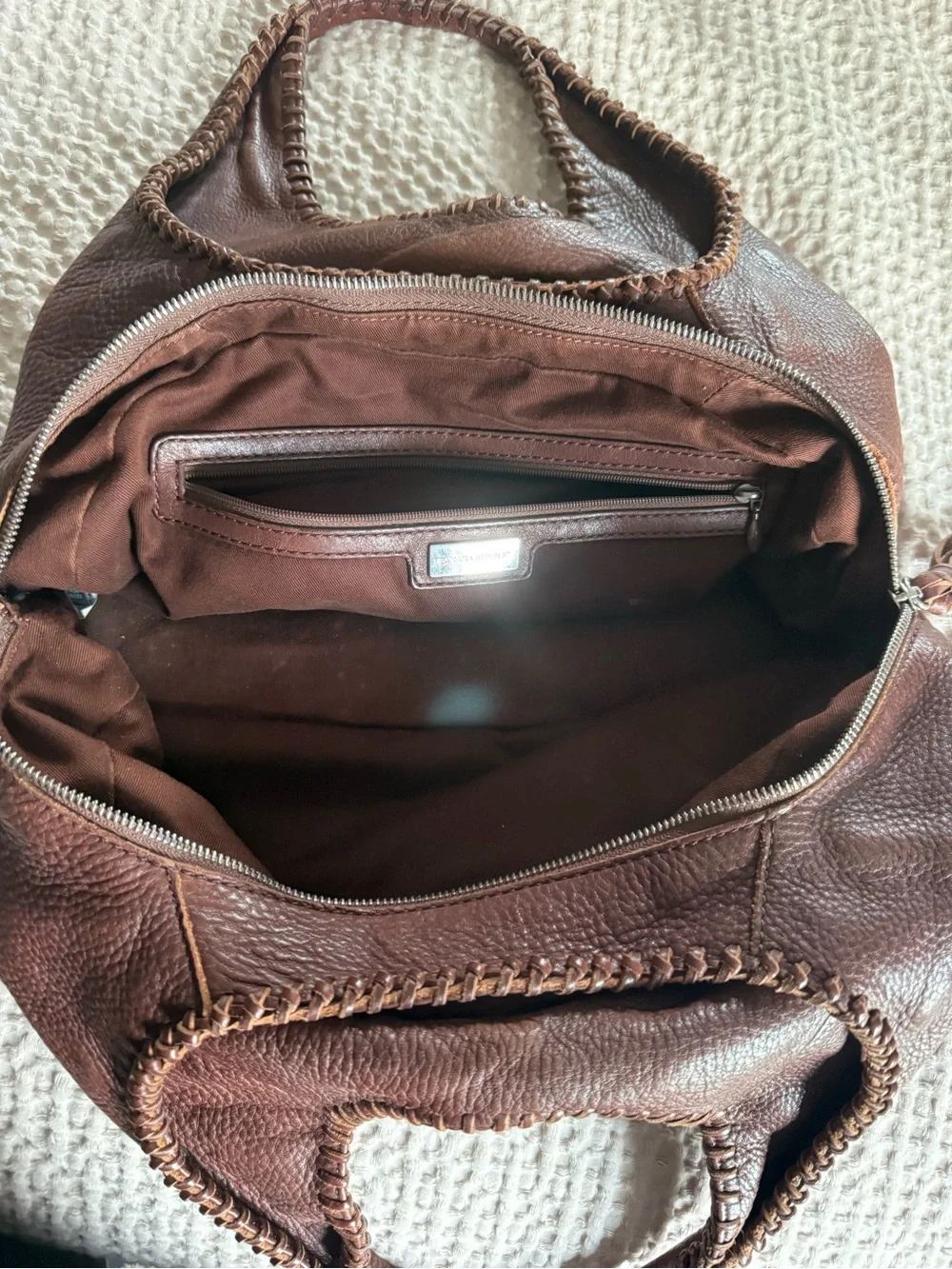 Banana Republic Chocolate Brown Pebbled Leather Hobo